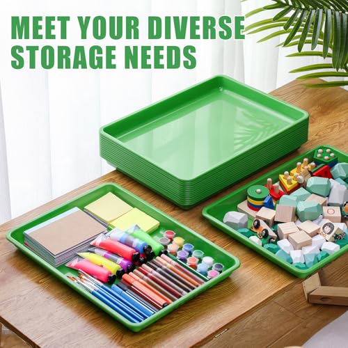 Maitys 15 Pack Plastic Art Trays 12 x 16 Inch Sensory Trays, Green - color: Green
