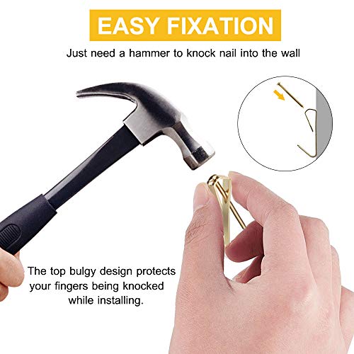 50pcs Picture Hangers with Different Sizes, Heavy Duty 30-100lbs Picture Hanging Hooks with Nails, Wall Hangers,Picture Hooks,Professional Plaster Picture Hanging Kit for Wooden Wall or Drywall - size: Gold 30-100 lbs