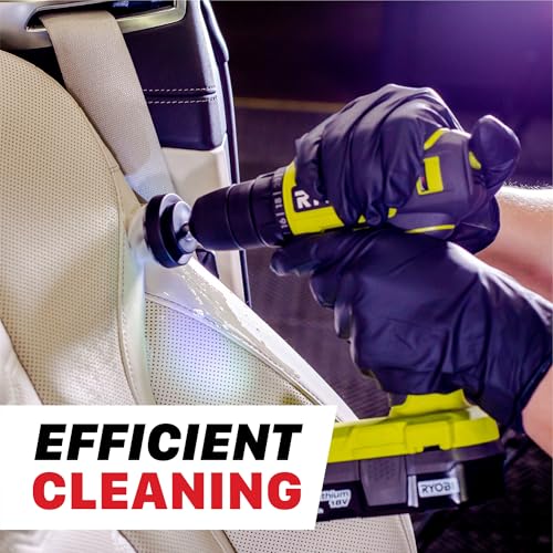 Maxshine Universal M8 Light-Duty Soft Leather & Fabric Brush Drill Attachment – White Scrub Brush Kit for Fabric, Leather, Upholstery, Convertable Top & Seats – Removes Grime, Stains, Dirt & Buildup - size: Soft Leather Set