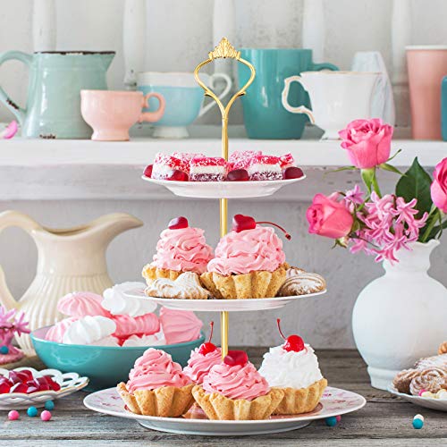 Patelai 6 Sets 3 Tier Cake Stand Hardware Tiered Tray Plate Hardware Kit Heavy Metal Cake Fruit Food Plate Stand Fitting Stacking Kit for Serving Dessert Cupcake Dish Food (Simple,Black,Silver,Gold) - color: Black, Silver, Gold, size: Simple