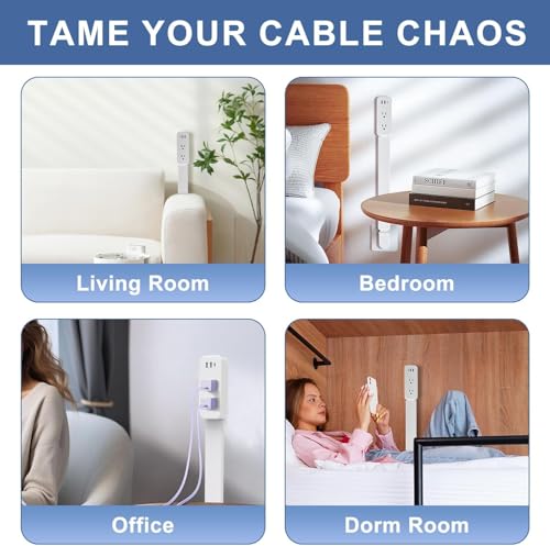 Electrical Outlet Extender Stick - Features USB-A, USB-C and 2 AC Outlets, Extends 22"-34", Rotates 180° Access Hard-to-Reach Outlets, Wall Plug Power Socket Expander Nightstands, Sofa, Desks and More - color: Grey White