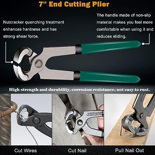 4Pcs Upholstery Staple Remover Tool Set Including 7inch End Cutting Plier,V Tip Tack Puller,U Tip Tack Puller,Staple Remover,Nail Puller Carpet Remover for Furniture Floor Photo Frame - style: 4 PCS