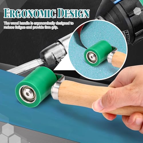 Seam Roller, Silicone Seam Roller Roofing, Smoothing Roofing Tools, Seam Roller for Quilting, Sewing, Wallpaper, Roller Tool for PVC/TPO/EPDM Single Ply Roofing Tape (Green) - color: Green