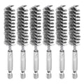 HARFINGTON 6Pcs Stainless Steel Bore Brush 14mm Dia 4" Long Cleaning Twisted Wire Brush with Handle 1/4" Hex Shank for Tubes, Ports, Bearings - size: 14mm