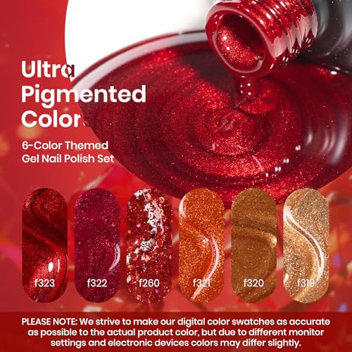 Beetles Fall Glitter Gel Polish, Passion Rush Red Orange Gold Glitter Nails - color: A - Mixed Finishes | Passion Rush