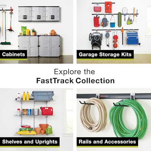 Rubbermaid Garage Fasttrack Recycling Bin Wall Mounted Recycling System Holds up to 50 pounds Blue/Satin Nickel for Home/Garage - style: Recycling Bin