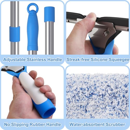 Mitclear Window Cleaning Kit 77'' Long Handle with Bucket for Home Outdoor - style: Window Cleaning Kit with Poles
