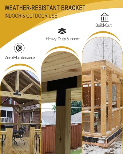 4 Pcs Ultra-Thick T Post Bracket, 12" x 8" Extreme Weatherproof Flat Mending Plate, Heavy Duty Structural Connector for 4x4 6x6 Lumber, Outdoor Pergola, Cabin & Deck Timber Framing - size: 4 Pack, style: Heavy-Duty T-Bracket