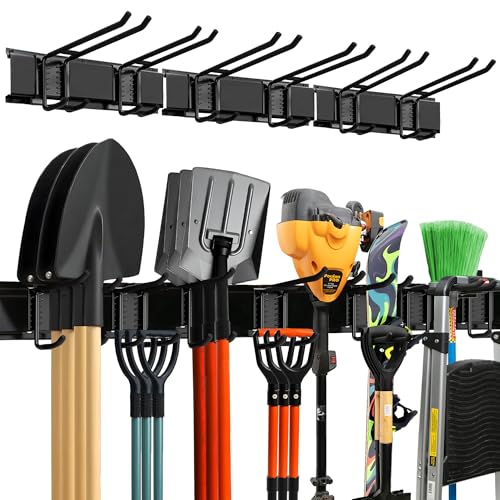 TIDYME Garage Wall Organizer, Shovel Holder Wall Mount, 48" Double Hooks - size: 48" (0 Shelves)