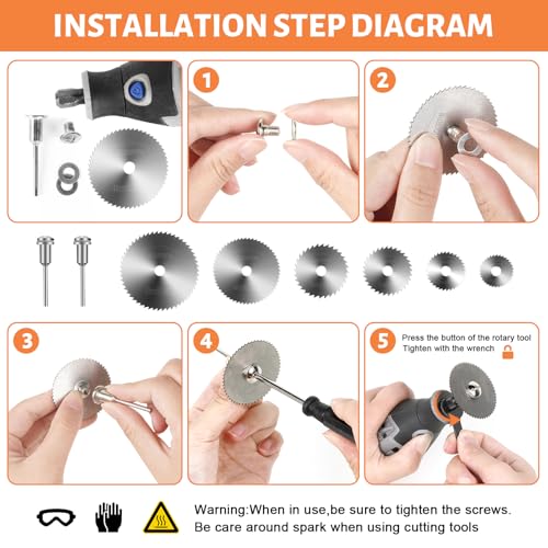55pcs Cutting Wheels Set for Dremel Rotary Tool,10pcs Resin Cutting Discs,10pcs Diamond Cutting Wheels,6pcs HSS Circular Saw Blades,20pcs Sanding Drum for Cutting Metal,Wood