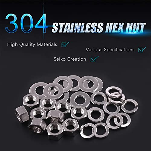 Swpeet 30Pcs SAE 304 Stainless Steel 1/2-13" Hex Nuts and #1/2 Flat Washers with #1/2 Split Lock Washers Assortment Kit, Coarse Thread Hexagon Nut for Home Automotive Shop Use - size: #1/2-13 Hex Nuts & Washers