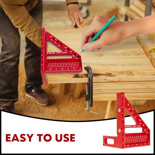Aleric 3D Multi-Angle Carpenter Hole Scribing Ruler, Aluminum Alloy Multi Angle Measuring Ruler, 22.5-90 Degree Woodworking Protractor, Versatile Woodworking Tool for Engineer Carpenter Crafting