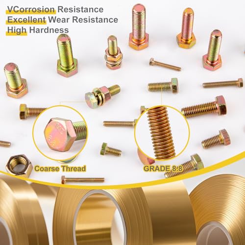1085pcs Metric Bolt Assortment Kit -8.8 Grade, M4 M5 M6 M8 M10 M12 Heavy Duty Hex Bolts, Nuts Kit with Universal Socket, Yellow Zinc Plating, Durable Storage Case for DIY, Automotive, Length:12-40mm - size: M4 M5 M6 M8 M10 M12-1085pcs