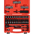 1/4" Ratchet Wrench Socket Set 65 Piece, Metric Shallow Socket (4-15mm) and Deep (4-15mm), with 72-Teeth Ratchet, Screwdriver Bit Set, Small Tool Kit for Home Use and Automotive Repair - color: 1/4-65pcs