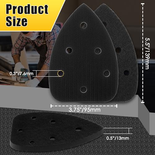 5 Pcs 6 Holes Foam Sanding Pad, Black, Compatible with Ryobi Sander - color: Black, size: 6 Holes