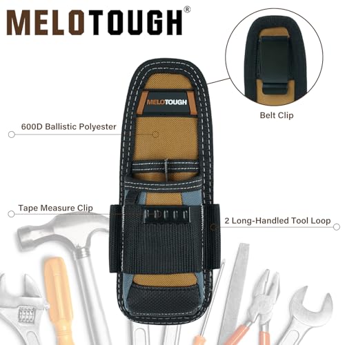 MELOTOUGH Small Tool Pouch with Belt Clip Technician's Clip on Tool Pouch,Pocket Belt Holster Mini Electrican Holder with Sanp Clip (2PACK) - color: Small Tool Pouch with Brown Color