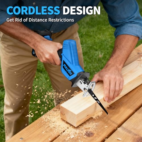 FULLYEA Reciprocating Saw Cordless, 3500SPM Variable Speed, 2x2.0Ah Battery
