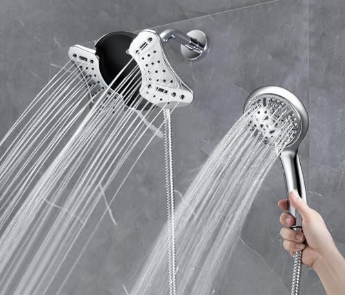GRICH Shower Head with Handheld Spray - Dual High Pressure Showerhead - color: Silver, size: 2.5 GPM