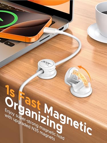 acer 9 Pack Magnetic Rotatable Cable Clips, Cord Holder for Desk Nightstand