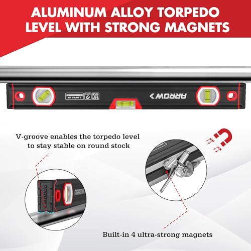 ARROW 16-Inch Level, Magnetic Torpedo Level for Construction, Carpentry - size: Single Level (16")