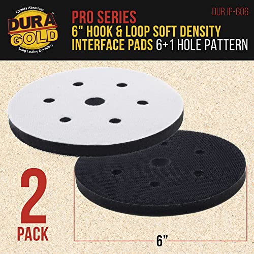 Dura-Gold 6" x 10mm Soft Density Interface Sanding Pad, 6 +1 Hole, 2 Pack - style: 6" - 6-Hole