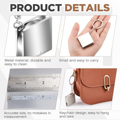 Quelay 2 Pcs Mini Tape Measure Keychain,Small Measuring Tape, Silver - color: Silver