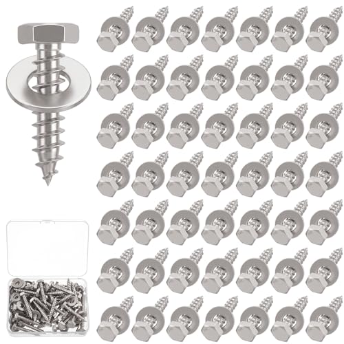 Zonon 50 Pcs 3/8'' X 1-1/2'' Hex Head Lag Bolts Screws with Washers, Silver - color: Silver, size: 3/8'' X 1-1/2''