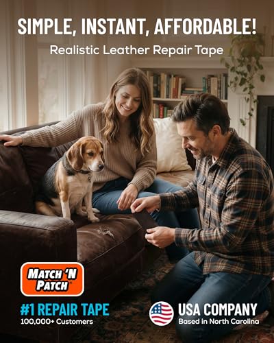 MATCH 'N PATCH Dark Brown Leather Repair Tape, 4.50" x 30' for Furniture - color: Dark Brown, size: 4.5" x 30'