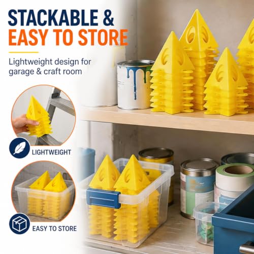 KATA 36PCS Painter's Pyramids, Paint Stands for Cabinet Doors & Woodworking - color: 36PC Painter's Pyramids Yellow