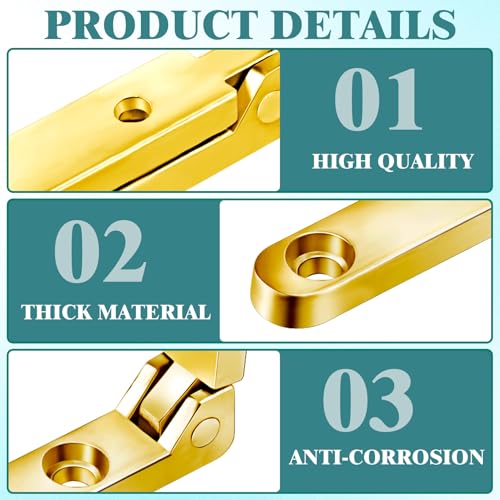 60pcs Heavy Jewelry Box Side Rail Hinge, 90 Degree Folding, Gold