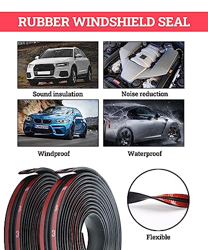 Zlirfy 22Ft Car Windshield Rubber Seal,Car Windshield Seal Strip,T Shape Automotive Weather Stripping for Front Rear Windshield,Automotive Door Sealing Strip Sunroof Seal