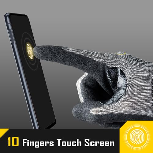 COOLJOB ANSI A7 Cut Resistant Gloves - 1/3/12 Pairs, Nitrile Rubber Dipped Safety Work Gloves with Reinforced Thumb, Non Slip, Breathable, Touchscreen, for Fishing, Gardening, Grey Large - size: Large, style: A7 Pack of 1