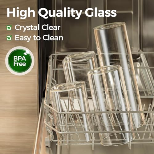ComSaf Square Glass Containers with Lids 0.6 Qt, Set of 6 Small Glass Jars | Small Glass Canisters, Spice Jar, Pantry Organization, Snack, Cookie, Coffee Bar Organization, Size For Subpackage, BPA Free - size: 0.6Qt*6
