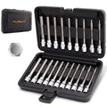 Mulwark 20PC 3/8" Drive Extra Long Allen Hex Bit Socket Set - Long Allen Socket Set contain Metric Allen Sockets 3mm - 12mm | SAE Hex Sockets 1/8'' - 7/16'' with Storage Case for Repair and Assembly - size: 20PCS Long Hex Socket Set