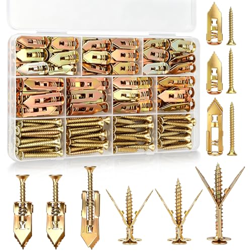 140Pcs Drywall Anchors and Screws Kit, Metal Expansion Anchors