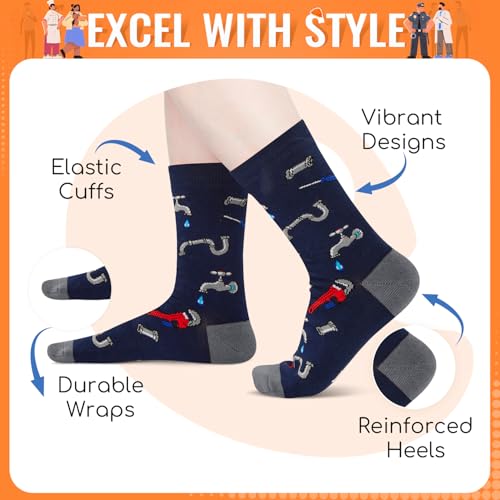 HAPPYPOP Funny Gifts for Women Men - Mechanic Graphic Designer Bus Driver Plumber Sock - color: Trust Me I'm a Plumber