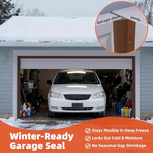 Elvone Garage Door Seal Top and Sides with Nails, 20 FT, Brown - color: Brown, size: 20ft