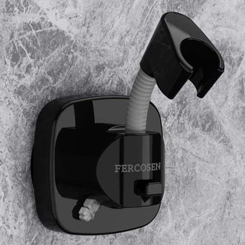Shower Head Holder with Suction | 360° Swivel | Black - color: Black