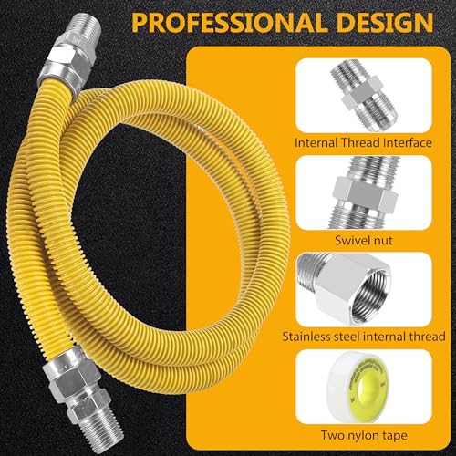 72" Dryer Gas Line Hose/Flexible Gas Line Kit with Connector1/2"MIP 3/4"FIP 3/4"MIP,5/8" OD Gas Range Connector Kit for Gas Stove,Dryer,Water Heater-by MIFLUS - size: 72in