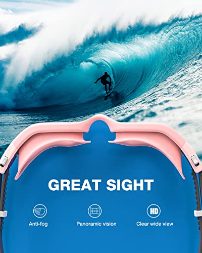 ZIONOR Swim Goggles, G1 SE Swimming Goggles Anti-Fog for Adult Men Women - color: A4-clear Lens Pink Frame
