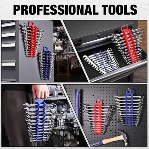 WORKPRO 2-Pack Magnetic Wrench Organizer, 12-Piece Gripper Wrench Holder - style: Stubby Wrench Organizer(2PC)