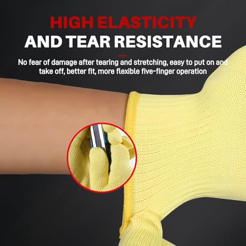 5 Pairs Cut Resistant Work Gloves, 7-Gauge Heavy Duty Aramid Fiber, Heat & Cut Protection for Small Hands, Women. Ideal for Metal Glass Handling, Woodworking & Industrial Assembly, S - size: 5pcs-Small, style: Aramid