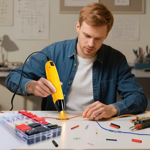 haisstronica 440PCS Wire Repair Kit, Solder Seals, 3:1 Tubing, Heat Gun | Low-Melt Solder Rings, 2 Heat Settings, Adhesive Lining, 6 Tubing Sizes, 2 Heat Settings, Trailer Wiring - size: 440 PCS