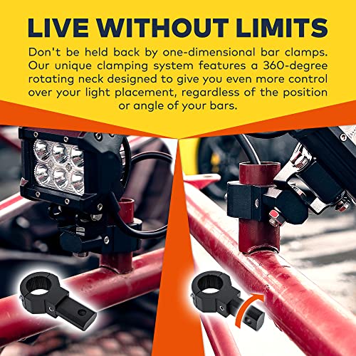 LAMPHUS Light Bar Mount Clamp Bracket for ATV UTV 0.75-1.25in 360-Degree | 2pc, 0.75 1 1.25 Inch, 360-Degree, Aluminum, Roll Cage Clamps, Off-Road Light Bar Mount - size: 2-Pack (Mini)