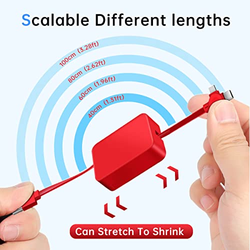 2 Pcs 3 in 1 Retractable Multi Fast Charging Cable Bulk with Phone Stand - color: Black+Green