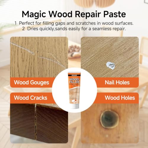2 Pack White Wood Filler Putty, 10.5oz Wood Repair Compound - color: White, size: 300g