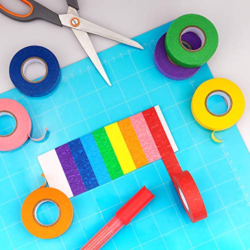 8 Rolls Colored Masking Tape Rainbow Painters Tape, 0.6 Inch x 16 Yard - color: Bright