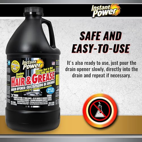 Instant Power Hair and Grease Drain Opener and Clog Remover 2 Liters (67.7 Fl Oz), Black - size: 67.7 Fl Oz (Pack of 1)