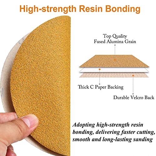 6-Inch No-Hole Hook and Loop Gold Sanding Discs 60-Grit, 100-Pack - size: 60 Grit