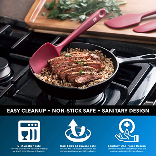 DI ORO Silicone Spoonula - Spoon Spatula, 600F Heat Resistant, Red - color: Red